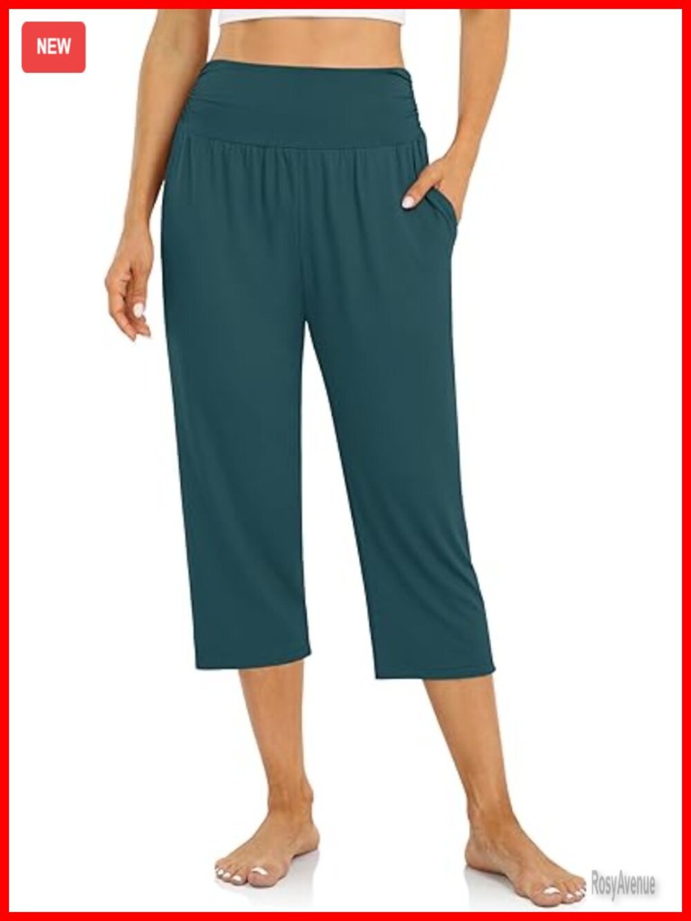 Women's Capri Yoga Pants with Pockets High Waisted Loose Fit Workout Pants